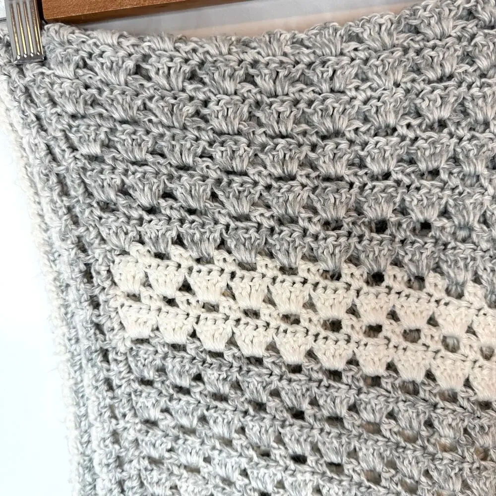 Handmade Crochet Baby Unisex Neutral Crib Stroller Blanket 38